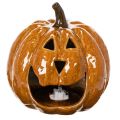 Keramisk græskar Halloween LED-dekoration 15 cm | Floristik24.dk