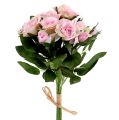 Floristik24 Kunstige blomster rose buket lyserød L26cm 3stk