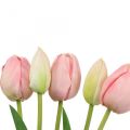 Floristik24 Kunstige blomster tulipan pink, forårsblomst 48 cm bundt af 5