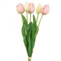 Floristik24 Kunstige blomster tulipan pink, forårsblomst 48 cm bundt af 5