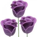 Floristik24 Kunstige roser violet voks roser deco roser voks Ø6cm 18p