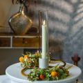 LED pindelys med timer rillede lys creme 24,5cm 4 stk | Floristik24.dk