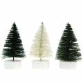 LED juletræ grøn / hvid 10 cm 3stk