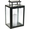 Floristik24 Dekorativ lanterne sort metal, rektangulær glas lanterne 19x15x30,5cm