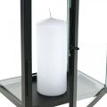 Floristik24 Dekorativ lanterne sort metal, rektangulær glas lanterne 19x15x30,5cm