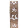 Floristik24 Dekorativt bånd lavet af jute med stjernemotiv brun 40mm 15m