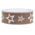 Floristik24 Dekorativt bånd lavet af jute med stjernemotiv brun 40mm 15m