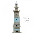 Floristik24 Fyrtårn at sætte, maritim trædekoration natur, blå-hvid shabby chic H54cm