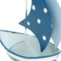 Floristik24 Dekorativ sejlbåd lavet af metalblå, hvid 9,5cm x 13cm 2stk