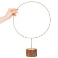 Dekorativ rund ring på træbase, metal, til tørrede blomster, 52 cm | Floristik24.dk