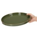 Dekorativ bakke i grøn med guldkant, moderne, 30 cm | Floristik24.dk