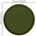 Dekorativ bakke i grøn med guldkant, moderne, 30 cm | Floristik24.dk