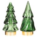 Glasjuletræ med LED-lys, borddekoration, jul, 13 cm, 2 stk. | Floristik24.dk