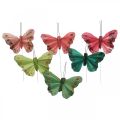 Floristik24 Mini sommerfugl på tråd rød, grøn 6,5cm 12stk