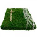 Floristik24 Mosebillede vinstokke og kors til gravopstilling grøn, hvid 40 × 30cm