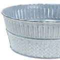 Floristik24 Zink skål med flettet mønster grå, vasket hvid Ø23cm H10cm