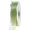 Floristik24 Organza bånd grøn gavebånd selvkant lime grøn 25mm 50m