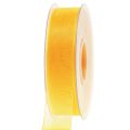Floristik24 Organza bånd gavebånd gult bånd selvkant 25mm 50m