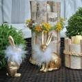 Floristik24 Påskehare med fjer Boa Forårsdekoration Bunny Gylden påskedekoration