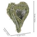 Dekorativt hjerte lavet af naturgræs med folieindlæg, 14 cm, 2 stk. | Floristik24.dk