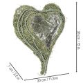 Hjerteformet skål lavet af naturgræs med plantefolie, 38 cm | Floristik24.dk
