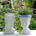 Floristik24 Plantehoved buste kvinde hvid keramisk blomstervase H19cm