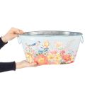 Planteskåle, forår, plantekasser til blomster/fugle, oval metalbeholder L39/31/24,5 cm, sæt med 3 | Floristik24.dk