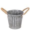 Floristik24 Metalplantepotte, dekorativ potte med håndtag, plantekasse, cachepot Ø16,5 cm