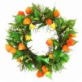 Floristik24 Kunstig Physalis-krans, orange og grøn, Ø28 cm, efterårsdekoration