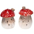 Floristik24 Svampehus Fyrhus Dekorativ Figur Fluesvamp med Skorsten 10cm 2 stk.