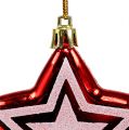 Floristik24 Stjerne til hængende rød, hvid plast 8,5 cm 2stk