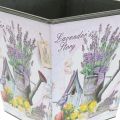 Floristik24 Plantekrukke lavendel motiv, firkantet dekorativ potte, plast cachepot H13cm B13,5cm