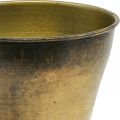 Vintage plantekasse metal kop vase messing Ø14cm H17cm | Floristik24.dk