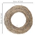 Dekorativ krans, rattangrene, hvidvasket, til kreativt design, 50 cm | Floristik24.dk