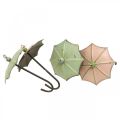 Floristik24 Paraplyer til ophæng, forårsdekoration, paraply, metaldekoration pink, grøn H12,5cm Ø9cm 4stk