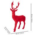 Dekorativ figur af en stående hjort, stor, flokket juledekoration, 85 cm | Floristik24.dk