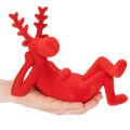 Dekorativ rød rensdyrfigur, liggende, moderne design, 24 cm, 2 stk. | Floristik24.dk