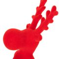 Dekorativ rød rensdyrfigur, liggende, moderne design, 24 cm, 2 stk. | Floristik24.dk