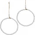 Floristik24 Dekorativ træring, forårsdekoration, ring med perler, bryllup hvid Ø19cm 4stk
