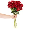 Kunstig rose med lang stilk, rød kunstig blomst, 62 cm, 12 stk. | Floristik24.dk