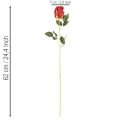 Kunstig rose med lang stilk, rød kunstig blomst, 62 cm, 12 stk. | Floristik24.dk