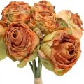 Floristik24 Rosebund, silkeblomster, kunstige roser orange, antikt look L23cm 8stk