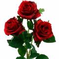 Floristik24 Rød rose kunstige roser silkeblomster 3 stk