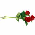 Floristik24 Rød rose kunstige roser silkeblomster 3 stk