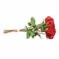 Floristik24 Rose i en bundt kunstrød 36cm 8stk