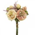 Floristik24 Roser kunstige blomster i bundt efterårsbuketcreme, pink H36cm