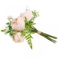 Floristik24 Kunstig rose buket, silke blomster buket, roser i bundt, kunstig rose buket Pink L28cm