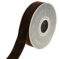 Floristik24 Dekorativt bånd brunt, fløjlsbånd dobbeltsidet, dekorativt bånd B25mm L7m