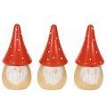 Mini-nissefigur med fluesvamp borddekoration 10 cm 6 stk. | Floristik24.dk