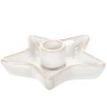 Floristik24 Keramik stjernelysholder, hvid, til keglelys, 12 cm, 2 stk.